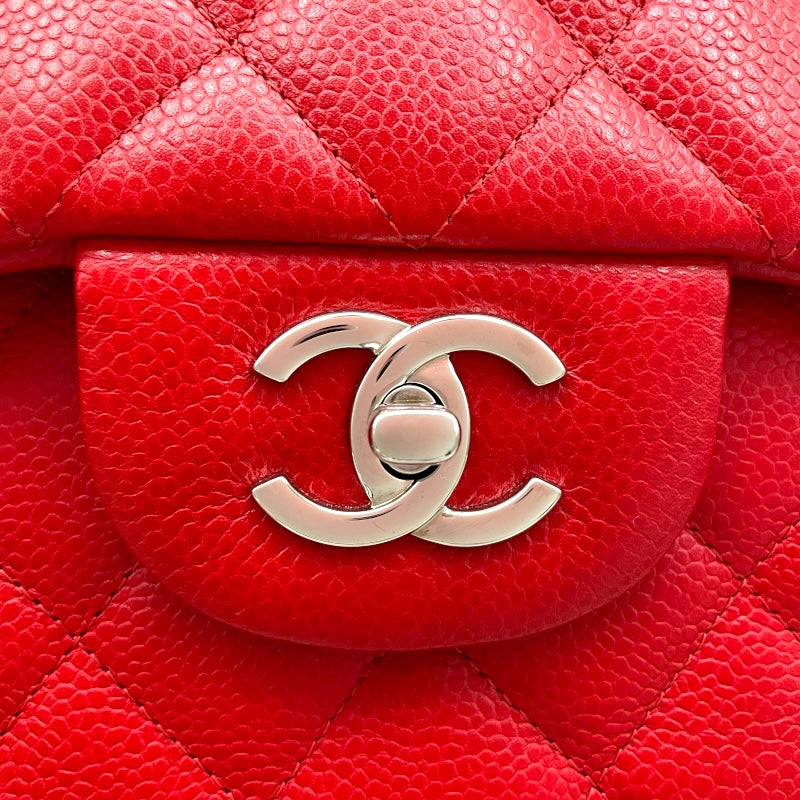 シャネル CHANEL デカマトラッセ30 A58600 19番台 レッド SV金具 キャビアスキン レディース ショルダーバッグ