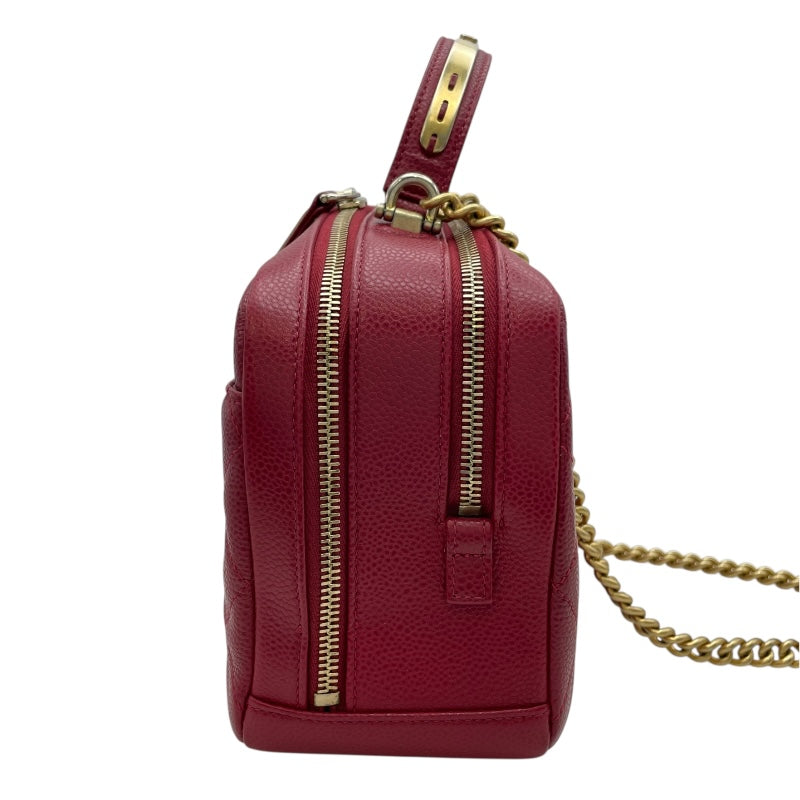 シャネル CHANEL ココマーク2WAYチェーンショルダー 24番台 レッド GD金具 キャビアンスキン レディース ショルダーバッグ