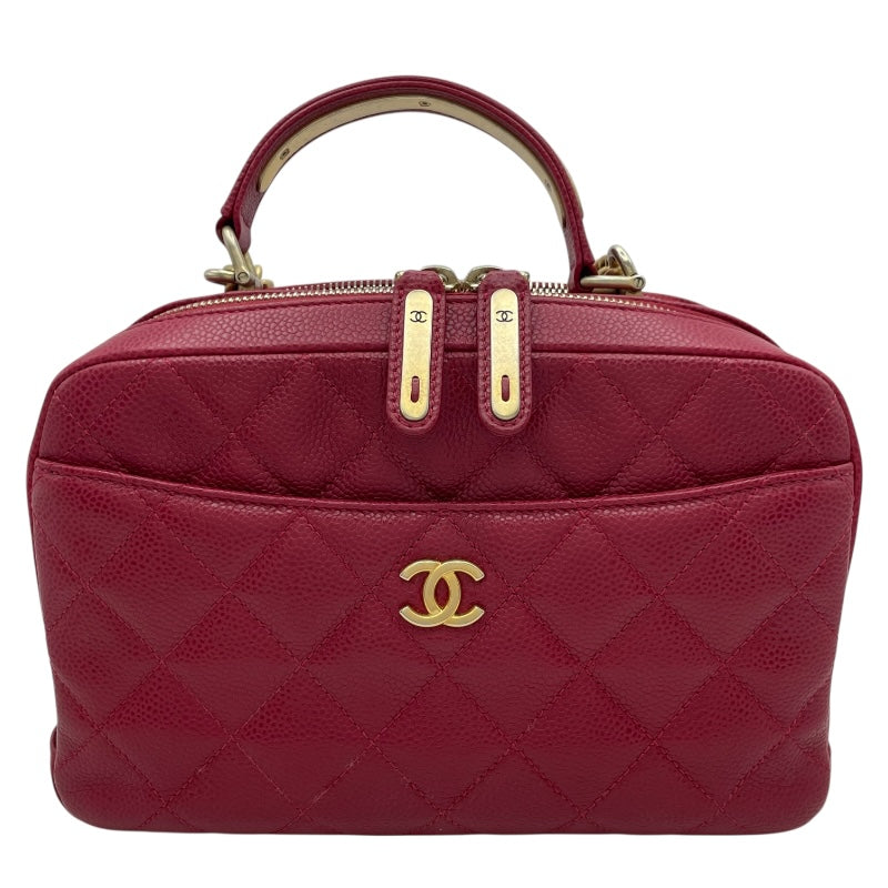 シャネル CHANEL ココマーク2WAYチェーンショルダー 24番台 レッド GD金具 キャビアンスキン レディース ショルダーバッグ