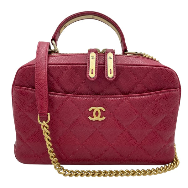 シャネル CHANEL ココマーク2WAYチェーンショルダー 24番台 レッド GD金具 キャビアンスキン レディース ショルダーバッグ