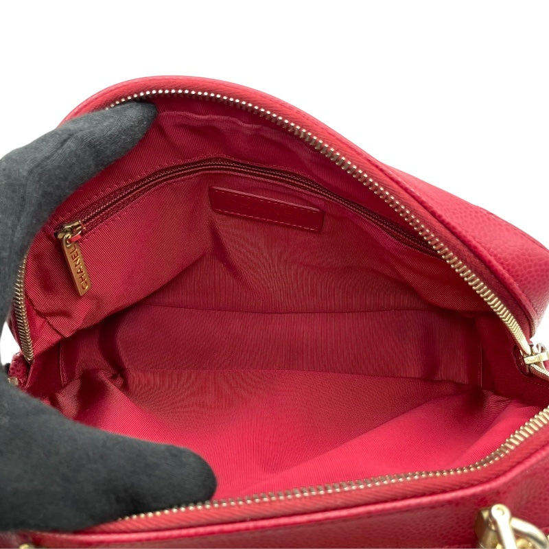 シャネル CHANEL ココマーク2WAYチェーンショルダー 24番台 レッド GD金具 キャビアンスキン レディース ショルダーバッグ