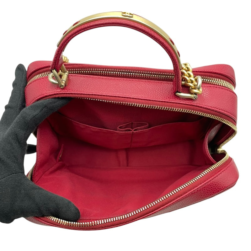 シャネル CHANEL ココマーク2WAYチェーンショルダー 24番台 レッド GD金具 キャビアンスキン レディース ショルダーバッグ