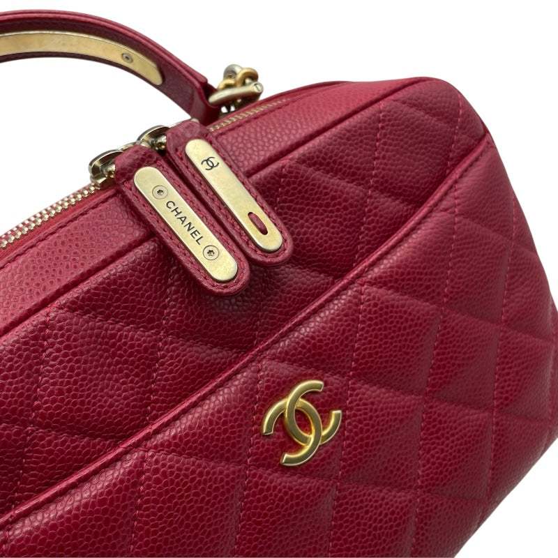 シャネル CHANEL ココマーク2WAYチェーンショルダー 24番台 レッド GD金具 キャビアンスキン レディース ショルダーバッグ