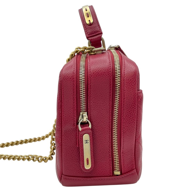 シャネル CHANEL ココマーク2WAYチェーンショルダー 24番台 レッド GD金具 キャビアンスキン レディース ショルダーバッグ