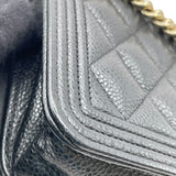 シャネル CHANEL ボーイシャネルチェーンウォレット AP0117 ブラック GD金具 キャビアスキン レディース ショルダーバッグ