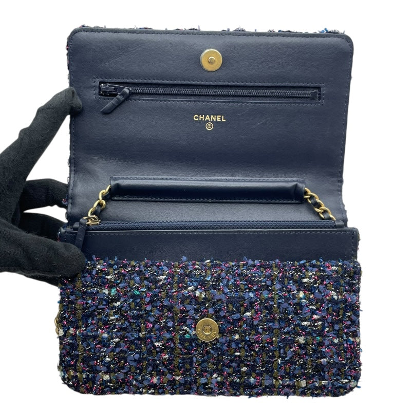 シャネル CHANEL マトラッセチェーンウォレット AP0250 26番台 パープル SV金具 ツイート レディース ウォレットチェーン