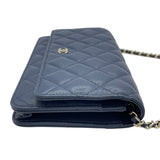 シャネル CHANEL マトラッセチェーンウォレット AP0250 28番台 ネイビー SV金具 キャビアスキン レディース ウォレットチェーン