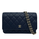 シャネル CHANEL マトラッセチェーンウォレット AP0250 28番台 ネイビー SV金具 キャビアスキン レディース ウォレットチェーン