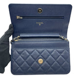 シャネル CHANEL マトラッセチェーンウォレット AP0250 28番台 ネイビー SV金具 キャビアスキン レディース ウォレットチェーン