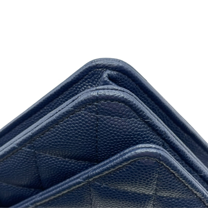 シャネル CHANEL マトラッセチェーンウォレット AP0250 28番台 ネイビー SV金具 キャビアスキン レディース ウォレットチェーン