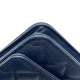 シャネル CHANEL マトラッセチェーンウォレット AP0250 28番台 ネイビー SV金具 キャビアスキン レディース ウォレットチェーン