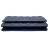 シャネル CHANEL マトラッセチェーンウォレット AP0250 28番台 ネイビー SV金具 キャビアスキン レディース ウォレットチェーン