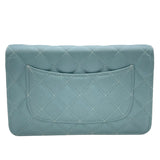 シャネル CHANEL マトラッセ チェーンウォレット A33814 25番台 ライトブルー SV金具 キャビアスキン レディース ウォレットチェーン