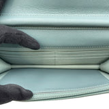 シャネル CHANEL マトラッセ チェーンウォレット A33814 25番台 ライトブルー SV金具 キャビアスキン レディース ウォレットチェーン