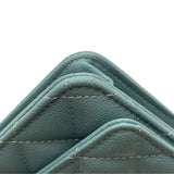 シャネル CHANEL マトラッセ チェーンウォレット A33814 25番台 ライトブルー SV金具 キャビアスキン レディース ウォレットチェーン