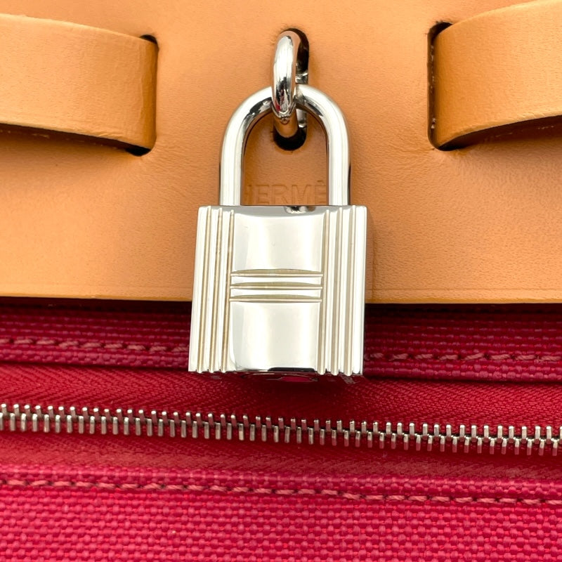 エルメス HERMES エールバッグジップPM A刻 ルージュカザック SV金具 トワル・ヴァッシュ レディース ショルダーバッグ