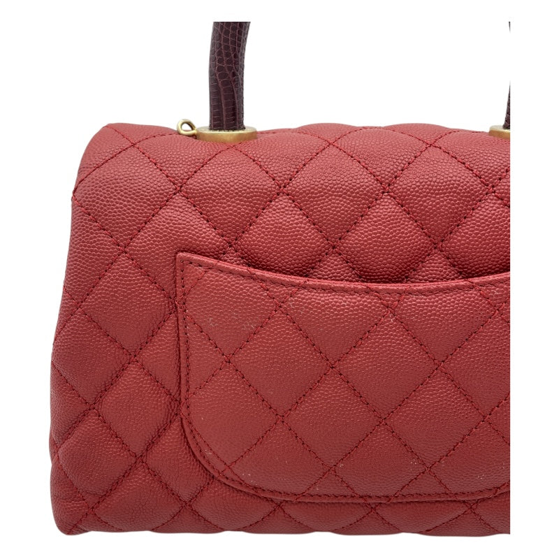 シャネル CHANEL ココハンドルXS A92990 24番台 レッド GD金具 キャビアスキン/リザード レディース ショルダーバッグ