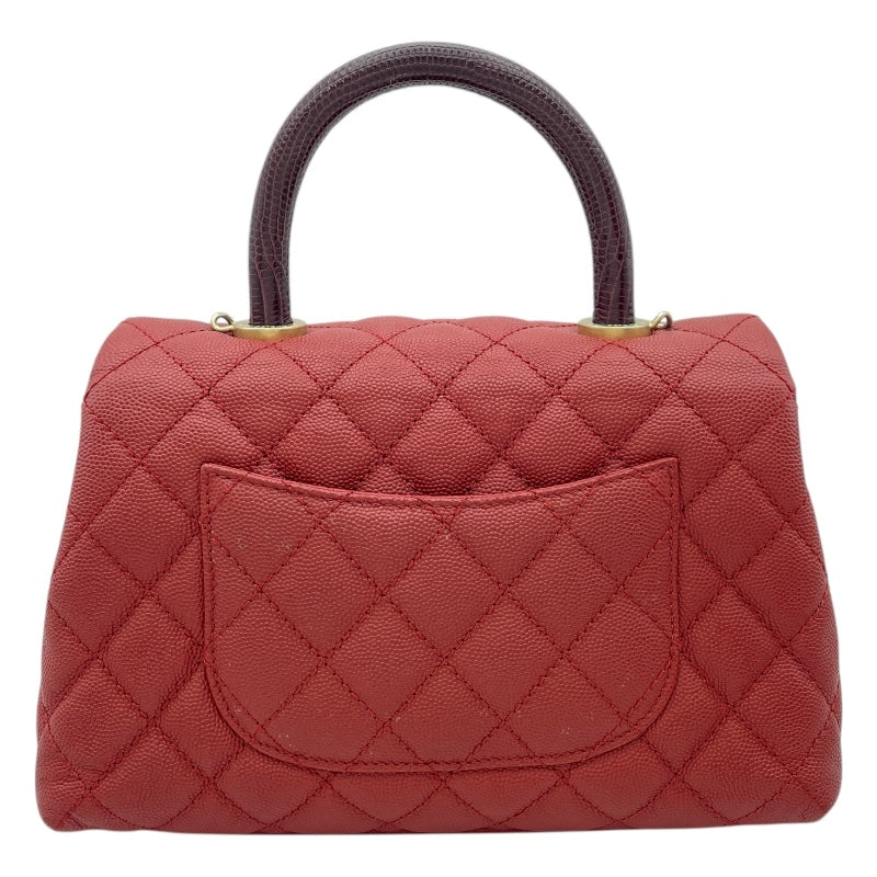 シャネル CHANEL ココハンドルXS A92990 24番台 レッド GD金具 キャビアスキン/リザード レディース ショルダーバッグ