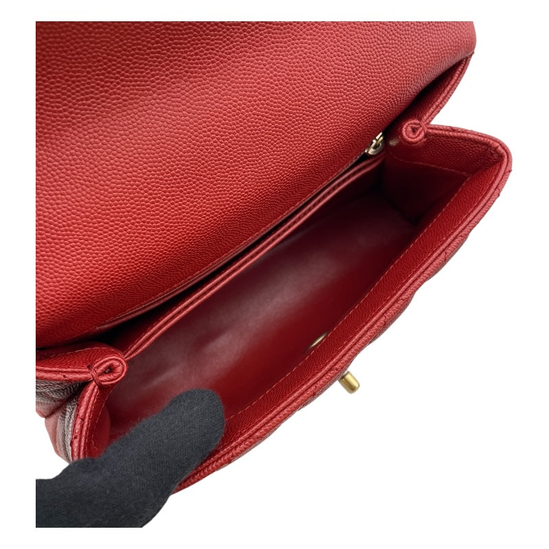 シャネル CHANEL ココハンドルXS A92990 24番台 レッド GD金具 キャビアスキン/リザード レディース ショルダーバッグ