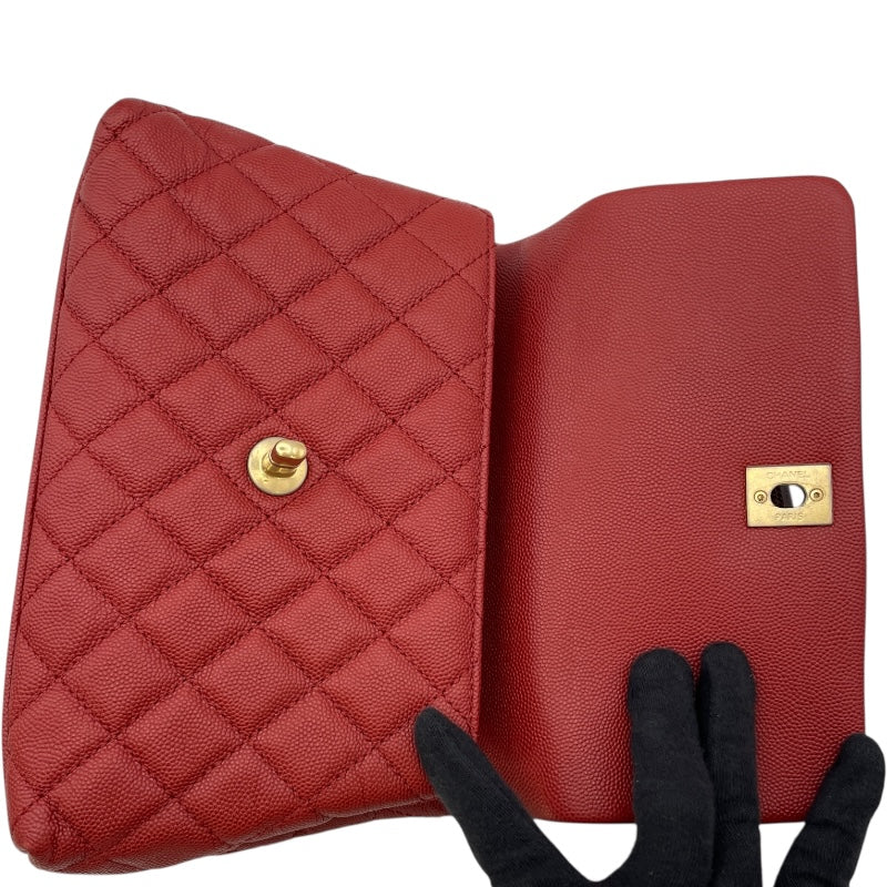 シャネル CHANEL ココハンドルXS A92990 24番台 レッド GD金具 キャビアスキン/リザード レディース ショルダーバッグ