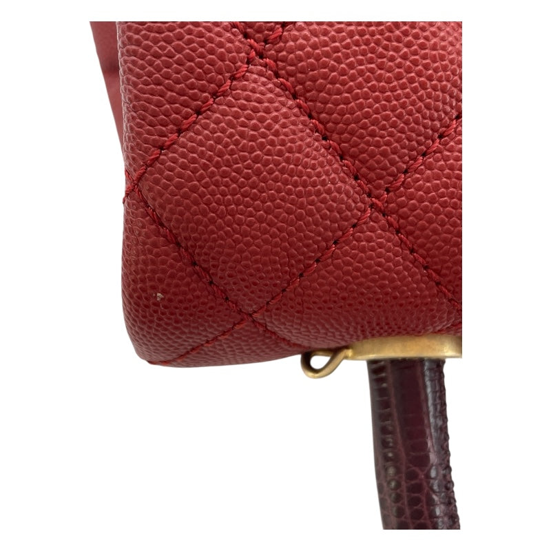 シャネル CHANEL ココハンドルXS A92990 24番台 レッド GD金具 キャビアスキン/リザード レディース ショルダーバッグ