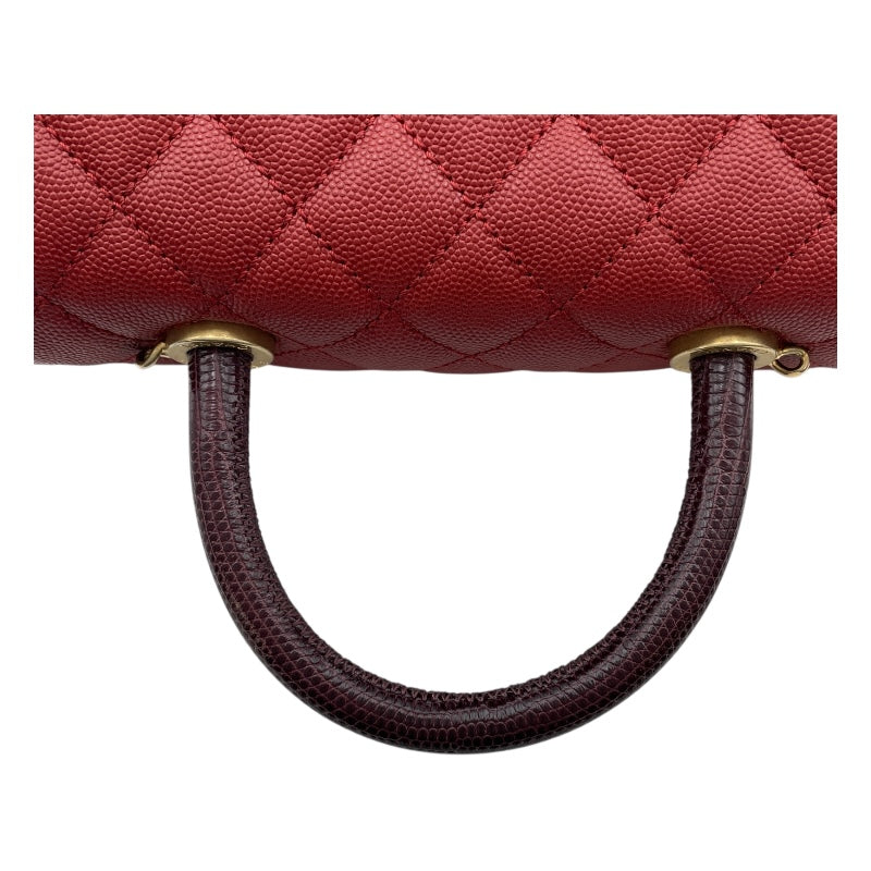 シャネル CHANEL ココハンドルXS A92990 24番台 レッド GD金具 キャビアスキン/リザード レディース ショルダーバッグ