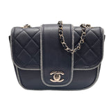 シャネル CHANEL ミニマトラッセチェーンショルダーバッグ ネイビー/シルバー金具 ラム レディース ショルダーバッグ