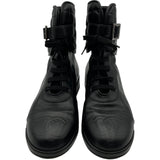 シャネル CHANEL CCマークレザーショートブーツ ブラック レザー レディース ブーツ