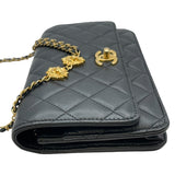 シャネル CHANEL マトラッセ チェーンウォレット ライオンモチーフ AP3424 ブラック GD金具 ラムスキン レディース ウォレットチェーン