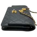 シャネル CHANEL マトラッセ チェーンウォレット ライオンモチーフ AP3424 ブラック GD金具 ラムスキン レディース ウォレットチェーン