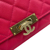 シャネル CHANEL ココロック マトラッセ チェーンウォレット A80766 22番台 ピンク GD金具 キャビア レディース ウォレットチェーン