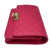 シャネル CHANEL ココロック マトラッセ チェーンウォレット A80766 22番台 ピンク GD金具 キャビア レディース ウォレットチェーン