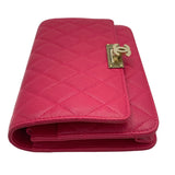 シャネル CHANEL ココロック マトラッセ チェーンウォレット A80766 22番台 ピンク GD金具 キャビア レディース ウォレットチェーン