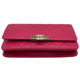 シャネル CHANEL ココロック マトラッセ チェーンウォレット A80766 22番台 ピンク GD金具 キャビア レディース ウォレットチェーン