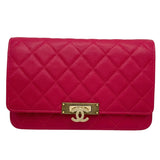 シャネル CHANEL ココロック マトラッセ チェーンウォレット A80766 22番台 ピンク GD金具 キャビア レディース ウォレットチェーン