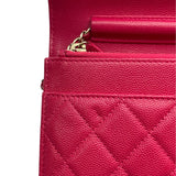 シャネル CHANEL ココロック マトラッセ チェーンウォレット A80766 22番台 ピンク GD金具 キャビア レディース ウォレットチェーン