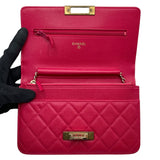 シャネル CHANEL ココロック マトラッセ チェーンウォレット A80766 22番台 ピンク GD金具 キャビア レディース ウォレットチェーン