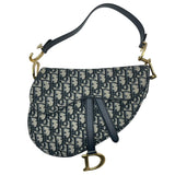 クリスチャン・ディオール Christian Dior オブリークサドルバッグ ネイビー GD金具 キャンバス レディース ショルダーバッグ