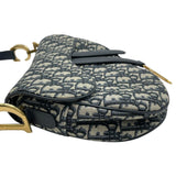 クリスチャン・ディオール Christian Dior オブリークサドルバッグ ネイビー GD金具 キャンバス レディース ショルダーバッグ