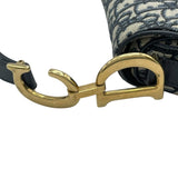 クリスチャン・ディオール Christian Dior オブリークサドルバッグ ネイビー GD金具 キャンバス レディース ショルダーバッグ