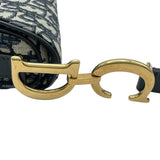 クリスチャン・ディオール Christian Dior オブリークサドルバッグ ネイビー GD金具 キャンバス レディース ショルダーバッグ