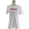 ヴェルサーチ VERSACE ロゴ刺繍半袖Tシャツ 1008324 ホワイト コットン レディース 半袖Ｔシャツ