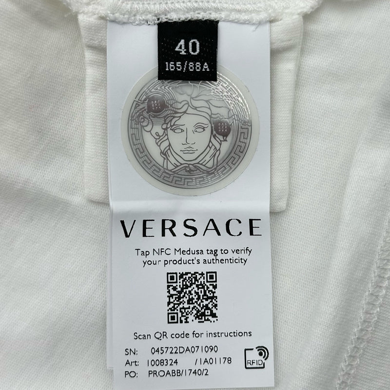 ヴェルサーチ VERSACE ロゴ刺繍半袖Tシャツ 1008324 ホワイト コットン
