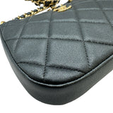シャネル CHANEL ココマークチェーンショルダーバッグ AP3847 グレー ゴールド金具 レザー レディース ショルダーバッグ