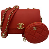 シャネル CHANEL フラップコインパース付ショルダーバッグ AS1094 28番台 レッド ゴールド金具 カーフスキン レディース ショルダーバッグ