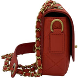 シャネル CHANEL フラップコインパース付ショルダーバッグ AS1094 28番台 レッド ゴールド金具 カーフスキン レディース ショルダーバッグ