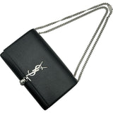YVES SAINT LAURENT ケイトチェーンショルダーバッグ 354119 ブラック/シルバー金具 レザー レディース ショルダーバッグ