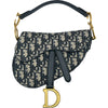 クリスチャン・ディオール Christian Dior ミニサドルバッグ ネイビー/ゴールド金具 キャンバス レディース ショルダーバッグ