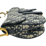 クリスチャン・ディオール Christian Dior ミニサドルバッグ ネイビー/ゴールド金具 キャンバス レディース ショルダーバッグ