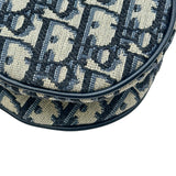 クリスチャン・ディオール Christian Dior ミニサドルバッグ ネイビー/ゴールド金具 キャンバス レディース ショルダーバッグ